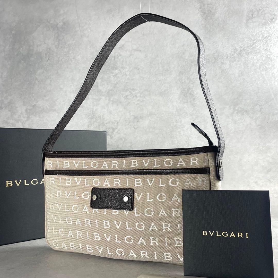 ブルガリ ハンドバッグ ロゴマニア ベージュ系xダークブラウン 27856 楽天市場】【バッグ】BVLGARI ブルガリ マキシ レッタレ ロゴマニア