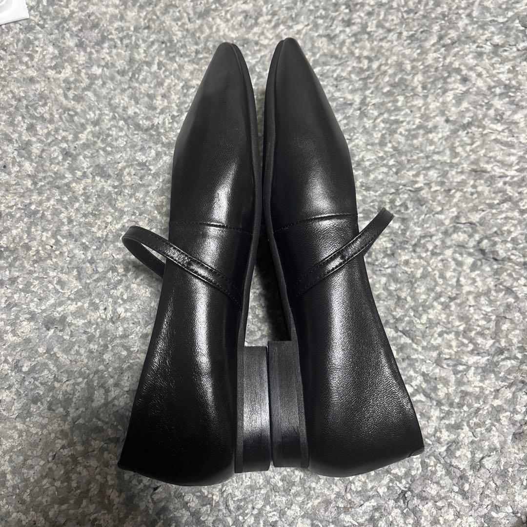 【試着のみ】HIMIKO メリージェーンフラットパンプス ブラック 24.0cm