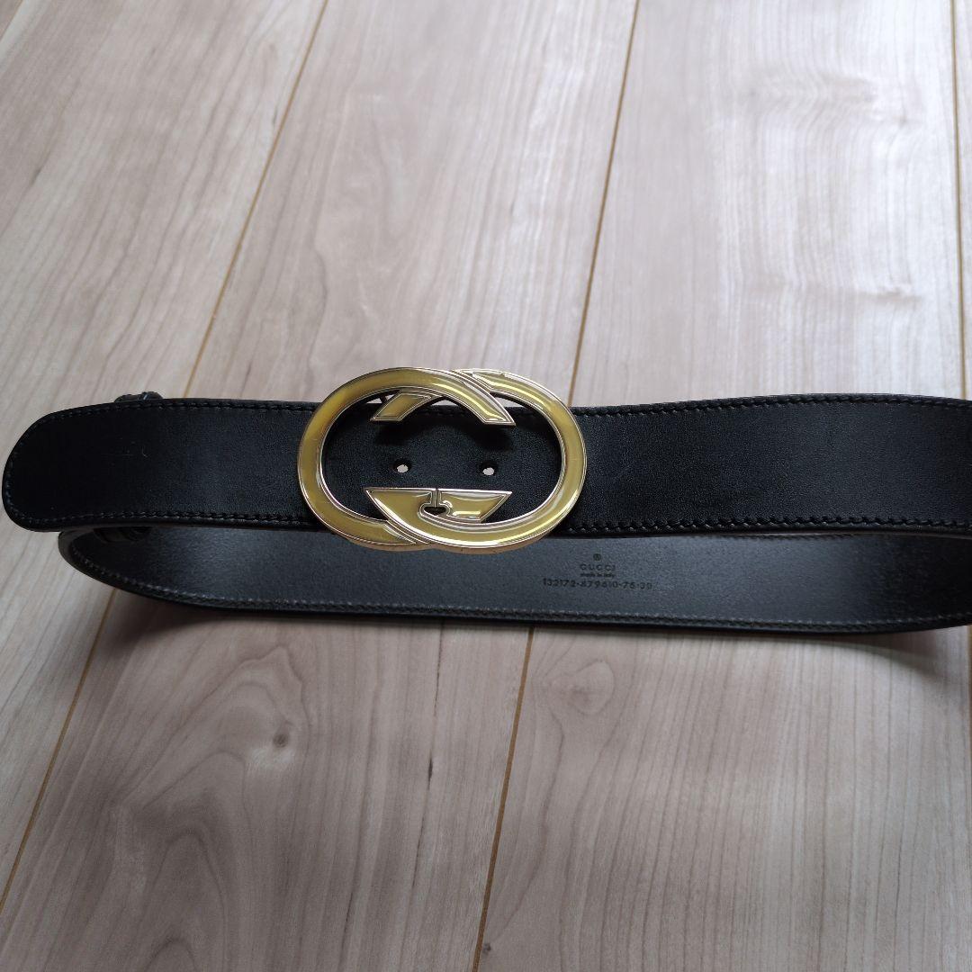 GUCCI ブラックレザー ベルト 132172-479610-75330 Belt with Interlocking G detail in black leather | GUCCI® US