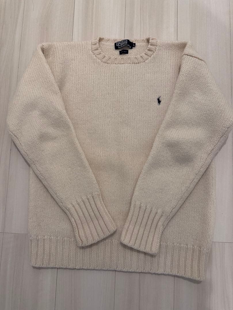 ラルフローレン ニット セーター 白 ホワイト 厚手 ウール ケーブルニット コットン セーター MNPOSWE16820693