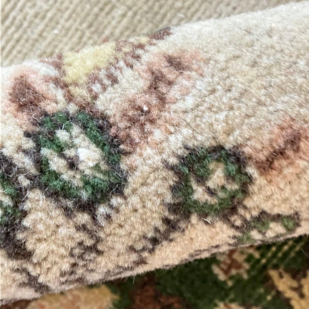 メダリオン113×199カーキ リッチwool グリーン トルコヴィンテージラグ