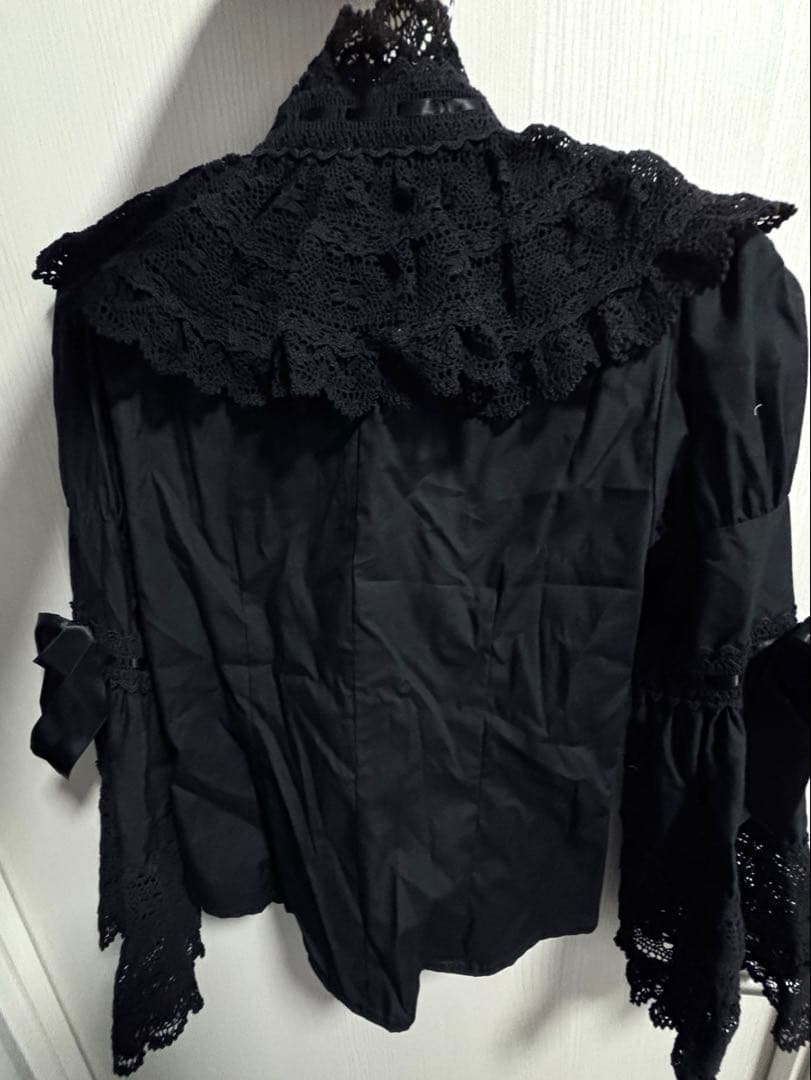 エリザベス ブラウス 黒×黒 BABY ロリィタ シャツ 姫袖