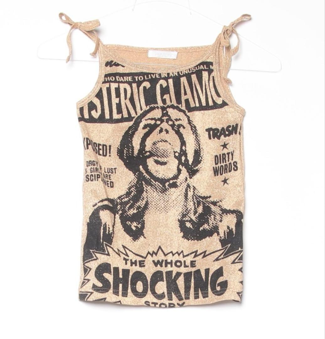 【美品】初期 ヒステリックグラマー キャミソール 平成 ギャル ゴールド y2k Amazon | ラメロゴタンクトップ y2k 平成初期 ギャル grunge パンク