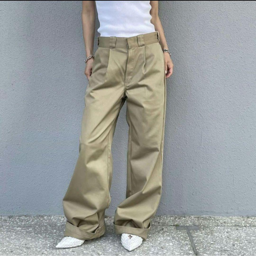 新品未使用　オクスン　ok.soon×dickies ワイドチノパンツ L ok.soon×dickies wide chino pants(new beige) | o