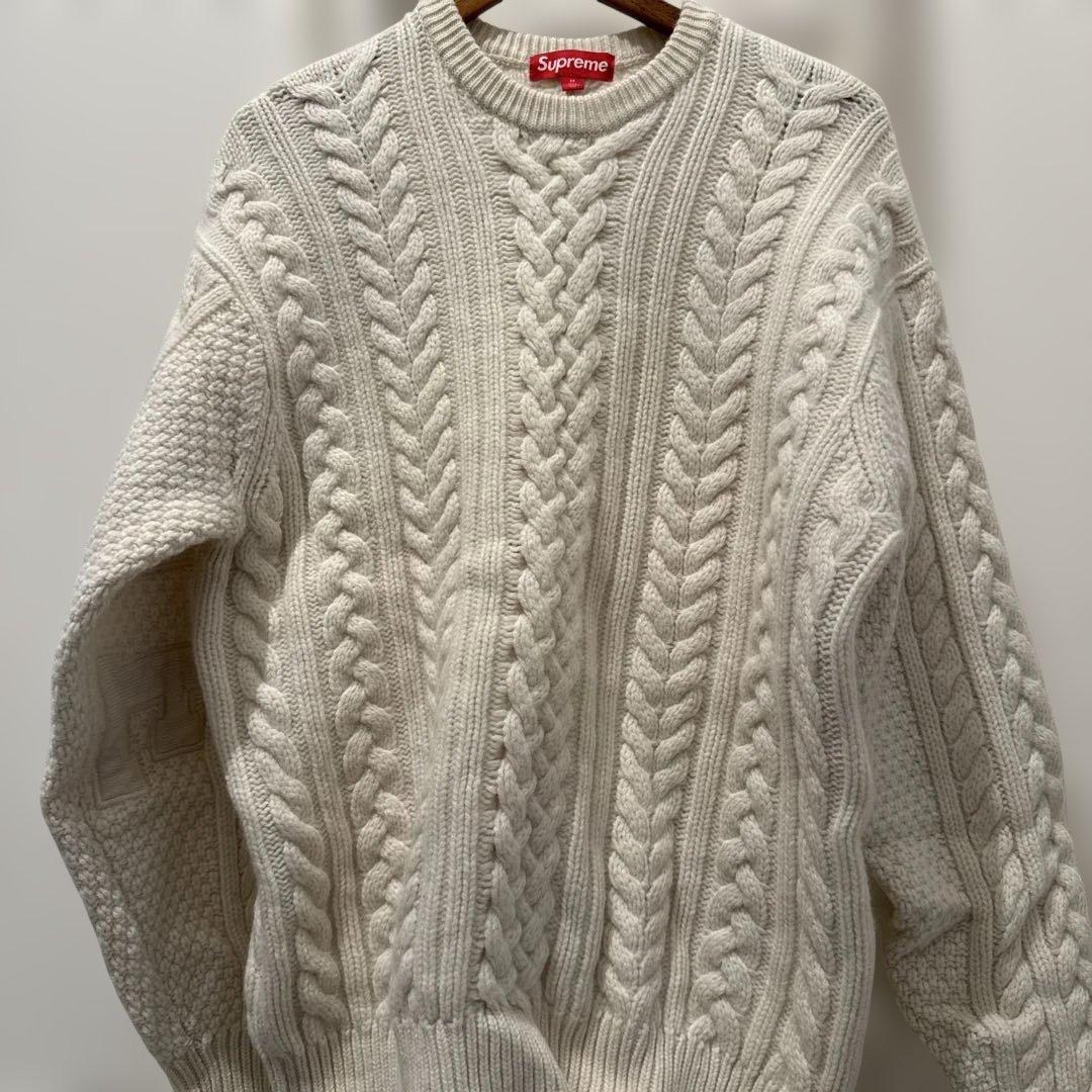 Supreme Applique Cable Knit Sweater Mサイズ Supreme Appliqué Cable Knit Sweater ネイビー - メルカリ