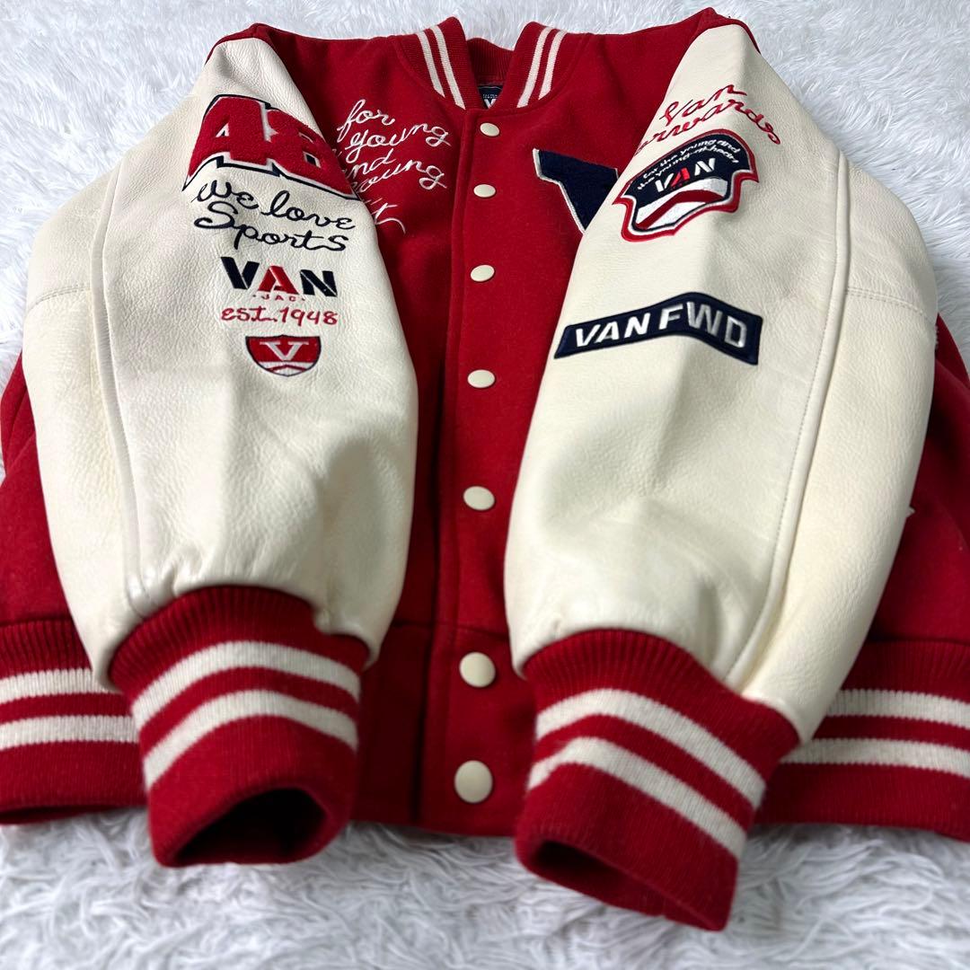 激レア・美品】VAN JACKET フルデコ スタジャン 赤×白 袖レザー M