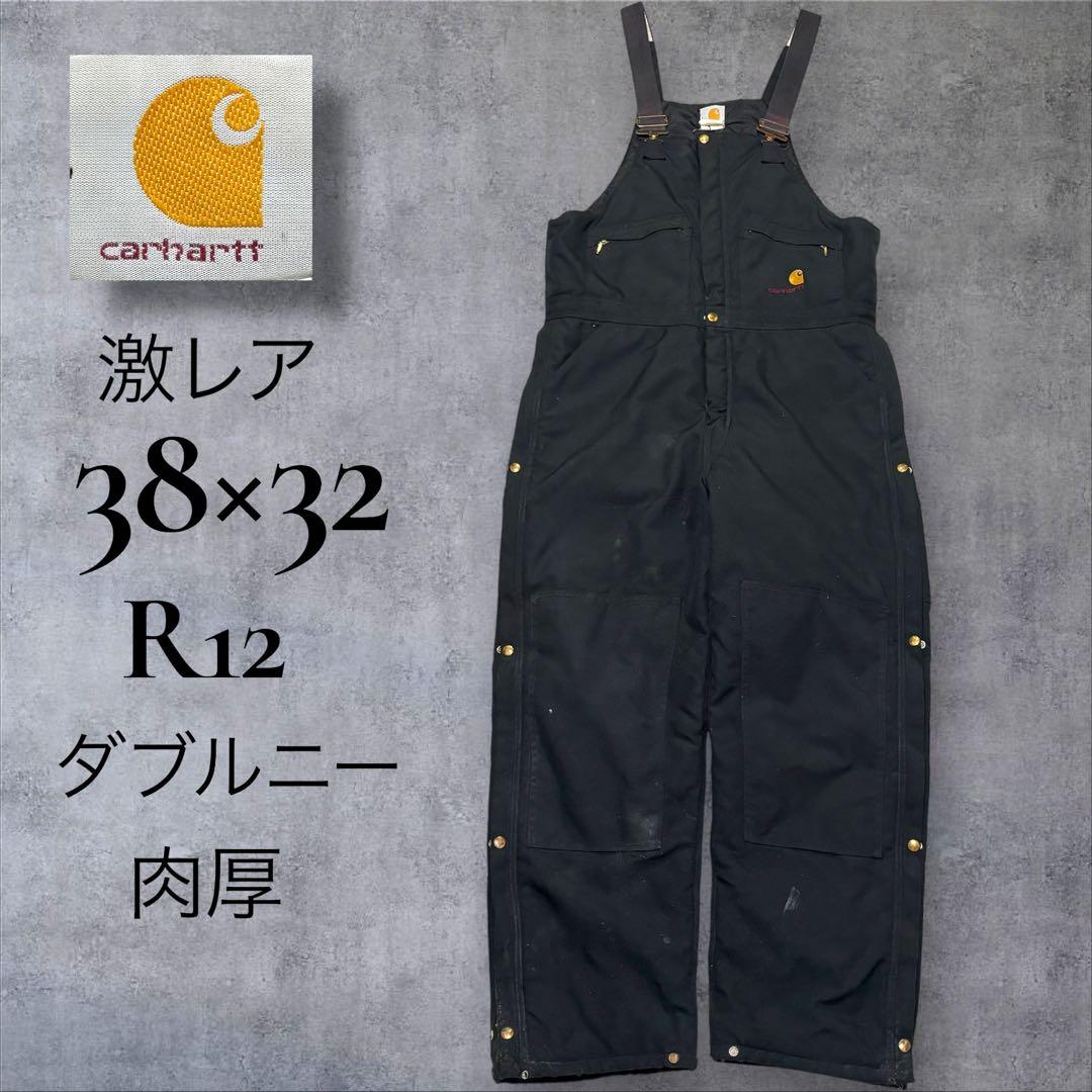 激レア 80s Carhartt ダック ダブルニー オーバーオール 38x32 80年代 ビンテージ USA製 Carhartt カーハート ダック地