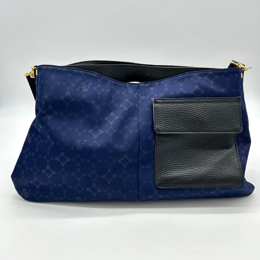 極美品】アタオ エルヴィ 2way ショルダーバッグ モノグラム A4可 紺