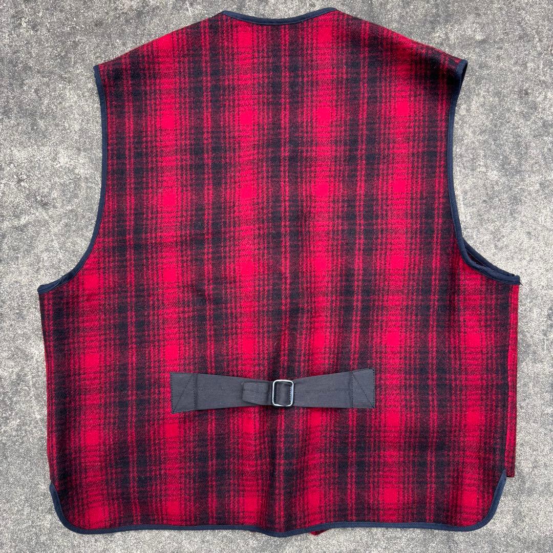 ウールリッチ 90´s ウールベスト シャドーチェック 赤 黒 XL 肉厚 極暖