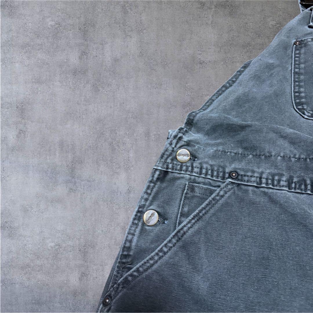 カーハートダブルニーオーバーオールダック地モスグリーンビッグ