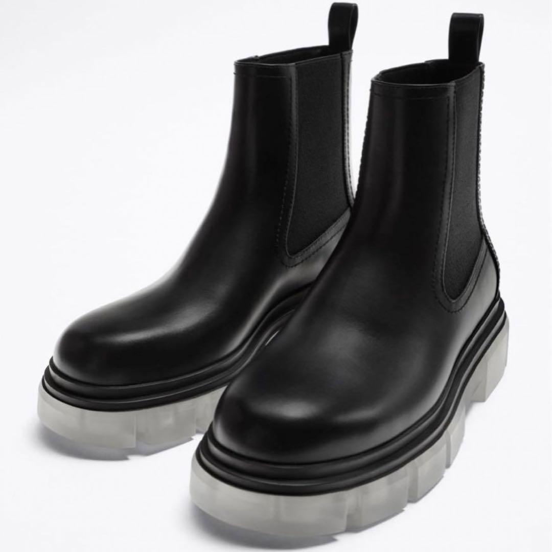 ZARA ザラ チェルシーブーツ トラックソール クリアソール 厚底 41