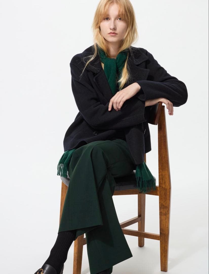 新品 ダブルフェイスショートコート リラックスフィット ネイビー Mサイズ UNIQLOダブルフェイスショートコートの1週間コーデ | TikTok