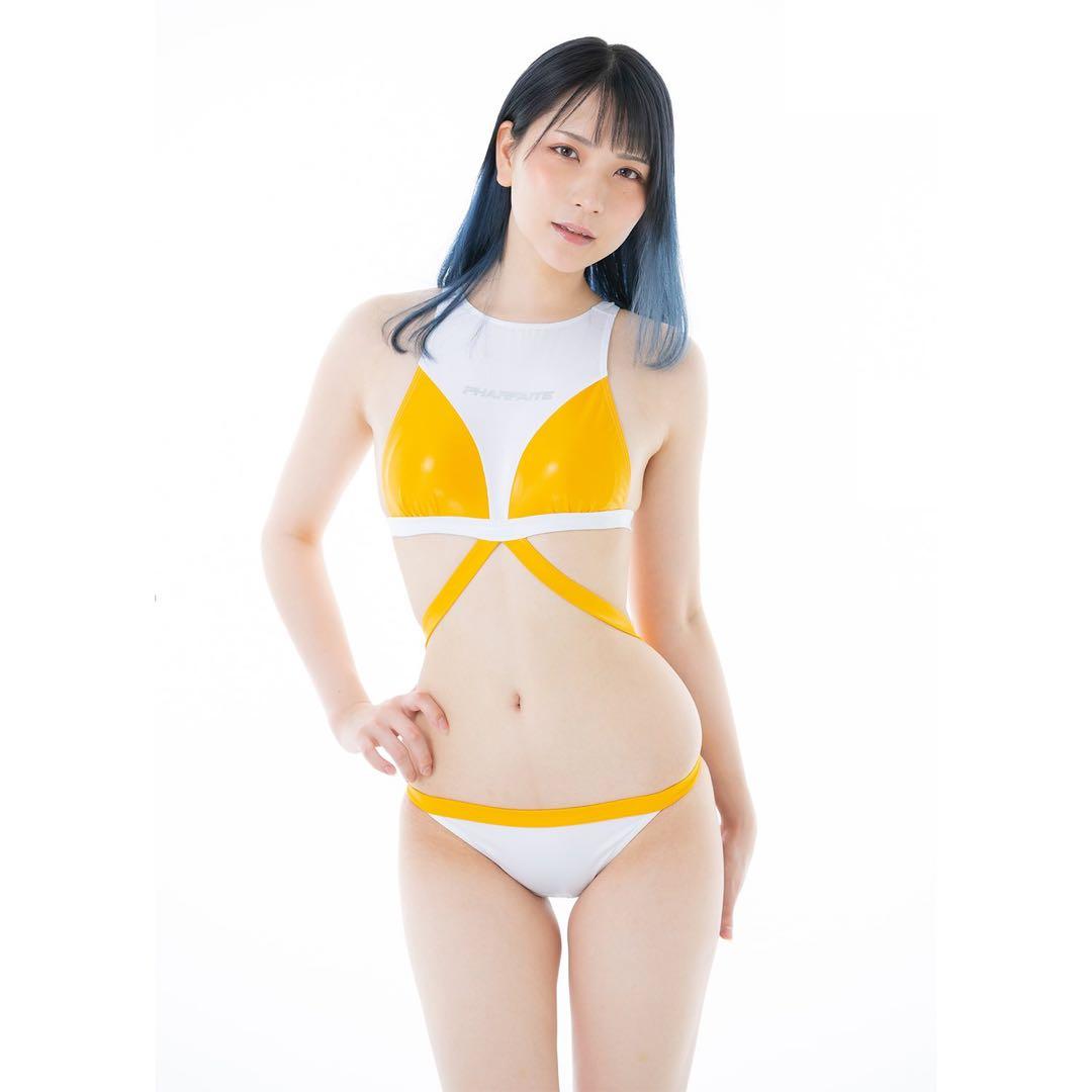 希少、廃盤品】PHARFAITE セミセパレート競泳水着イエロー、Sサイズ