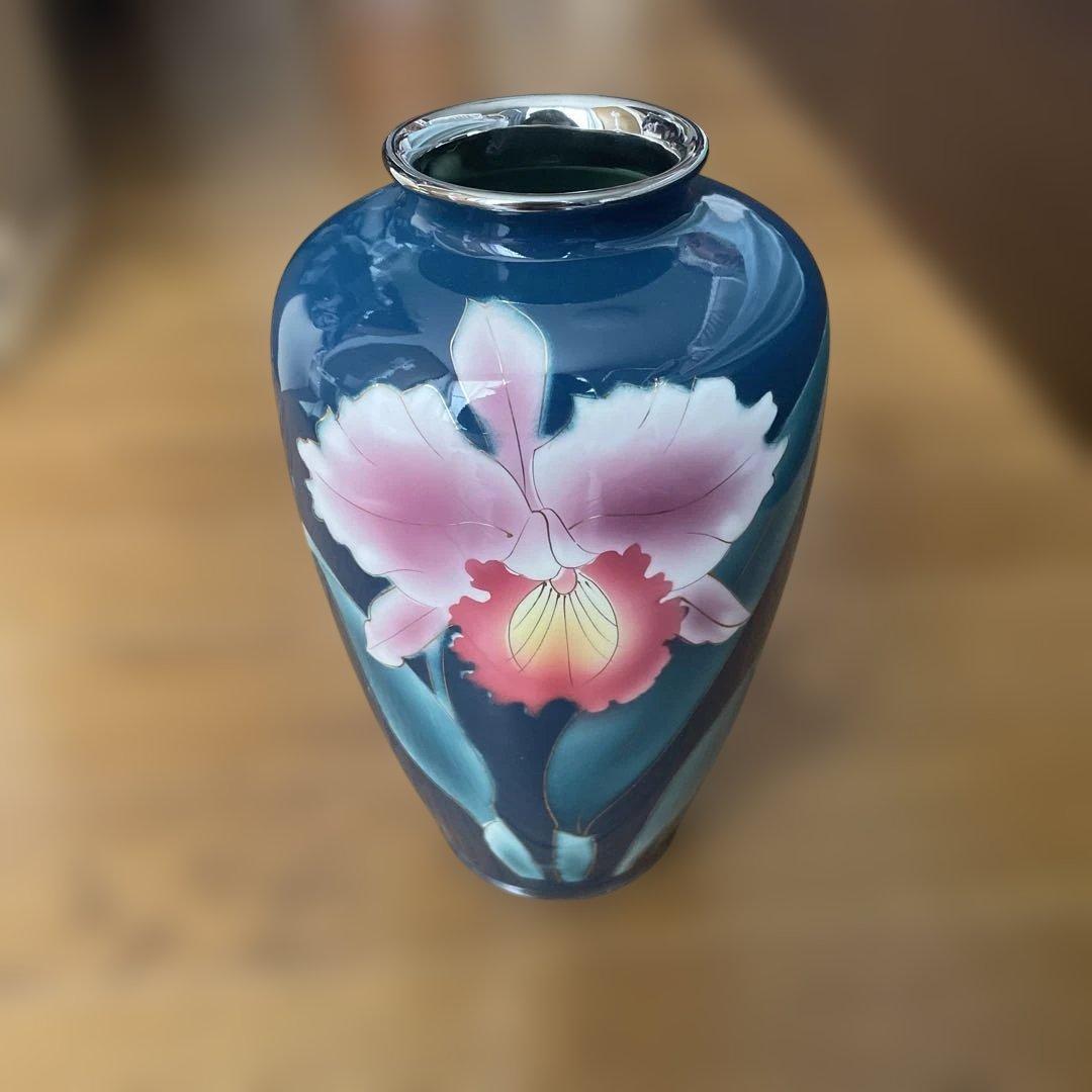 used品】KOKUSUI カトレア柄 花瓶 七宝焼 - メルカリ