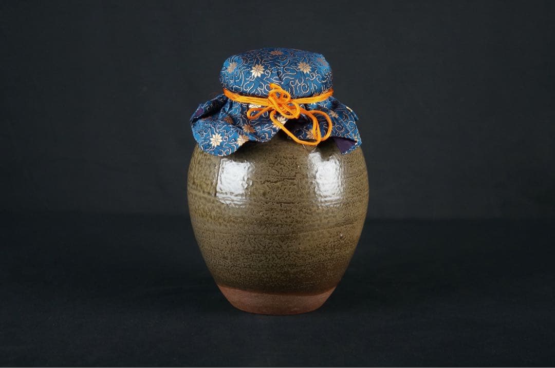 尾中窯 市野信水 作 丹波焼 茶壺 飾壺 陶印 共箱