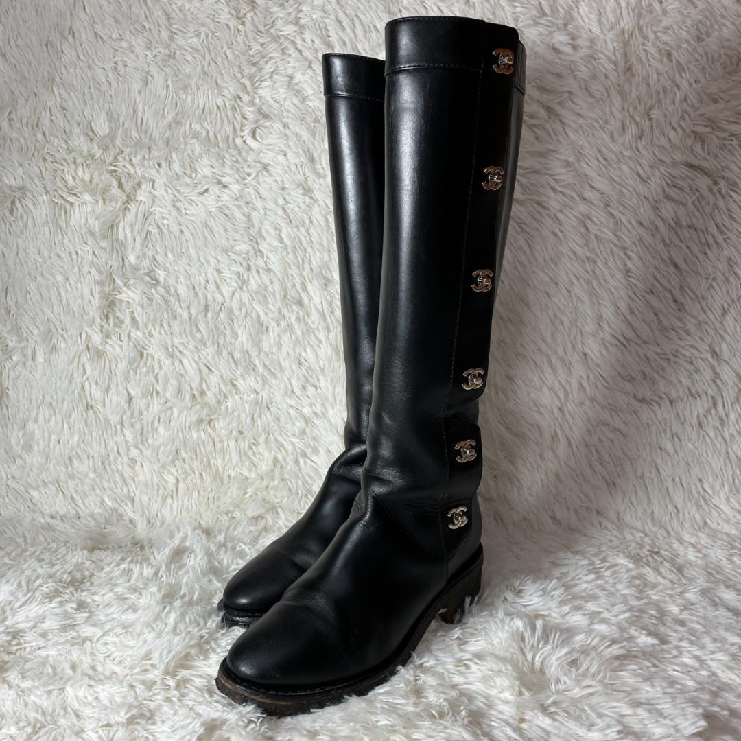 CHANEL シャネル ターンロック ココマーク ロングブーツ G31202 - メルカリ