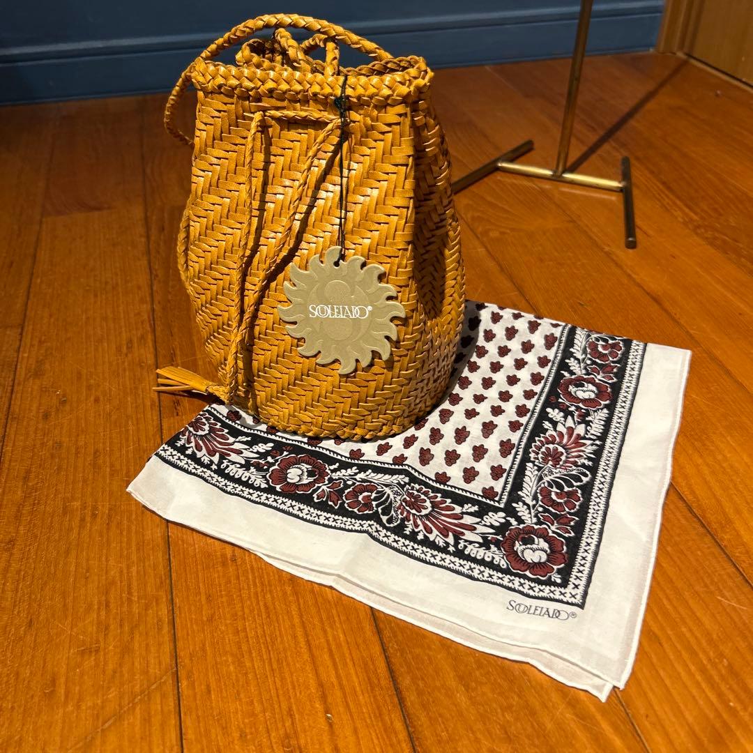 美品】トゥモローランド 編み込みレザー 巾着バック 牛革 ショルダー