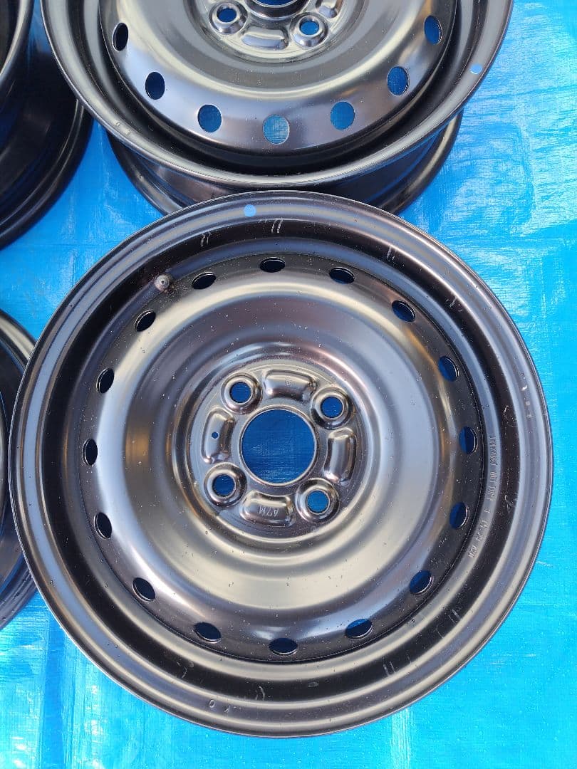 Ⓑ14インチ・スチールホイール4本、4H-100㎜、14✕4.5J、送料込み