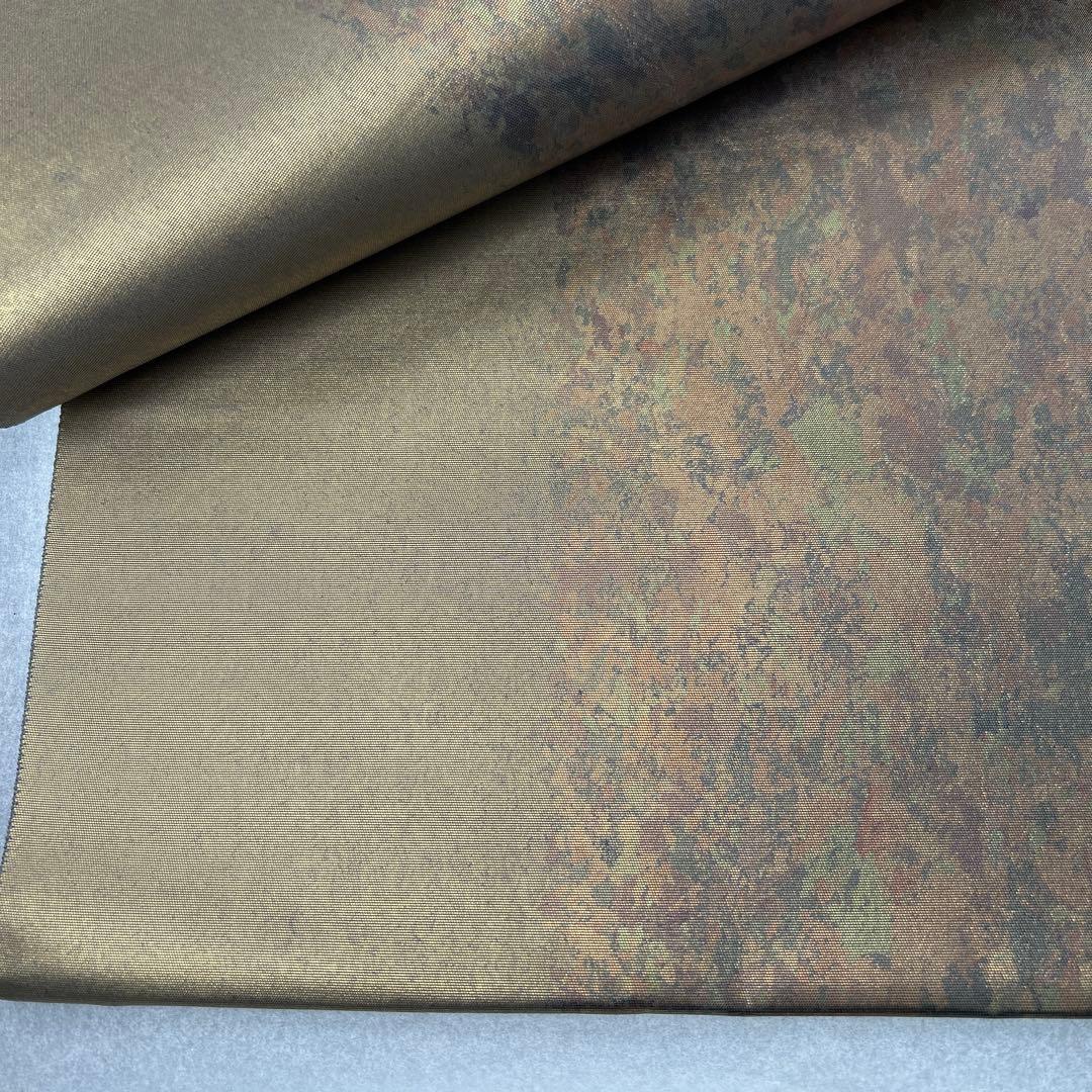 本金箔 金泥箔】シルク製 六通柄袋帯 金色と茶色のグラデーション0105