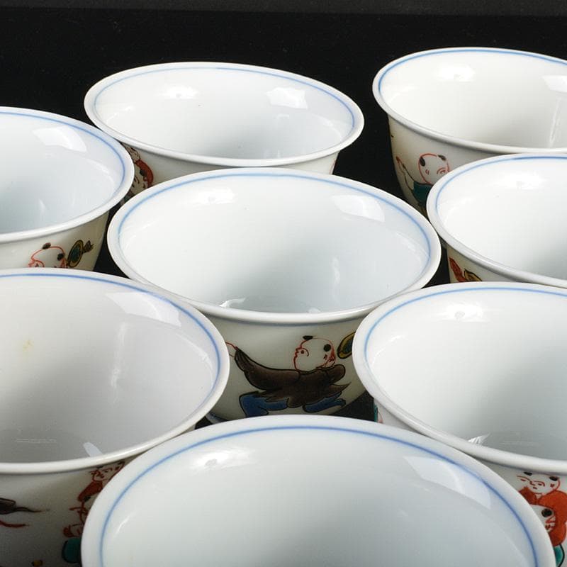 九谷焼 堀江青光作 色絵唐子文 波出茶碗 10客 共箱 V 6232C - メルカリ