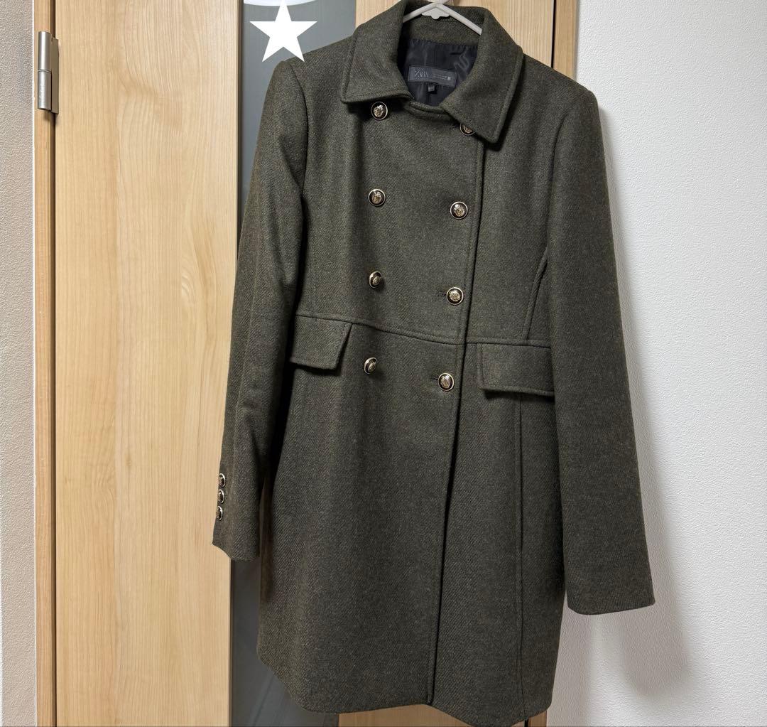 ZARAウールダブルブレストコート 8473/396 - メルカリ