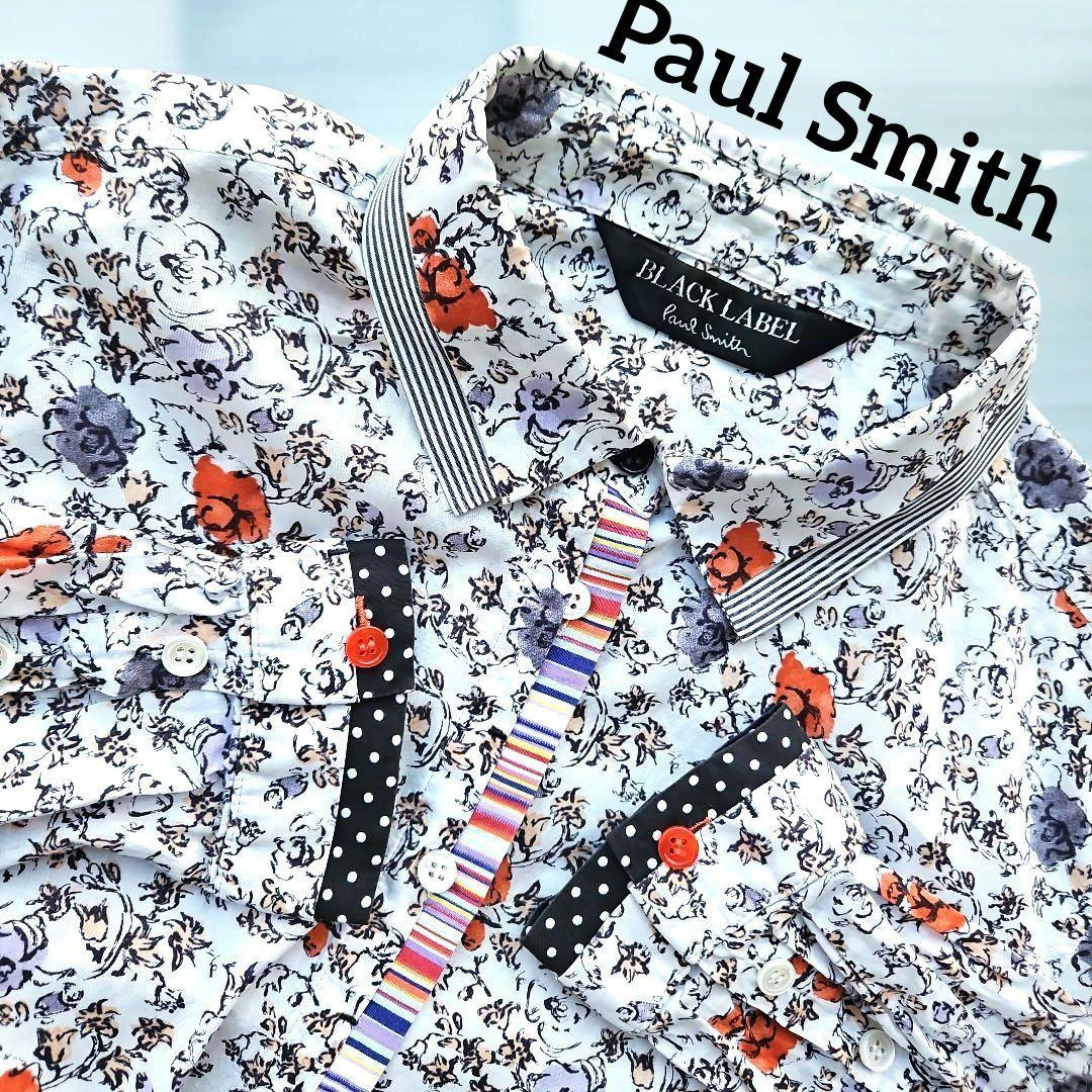 Paul Smithポールスミス 花柄コンビデザインシャツ 40 ストライプ水玉