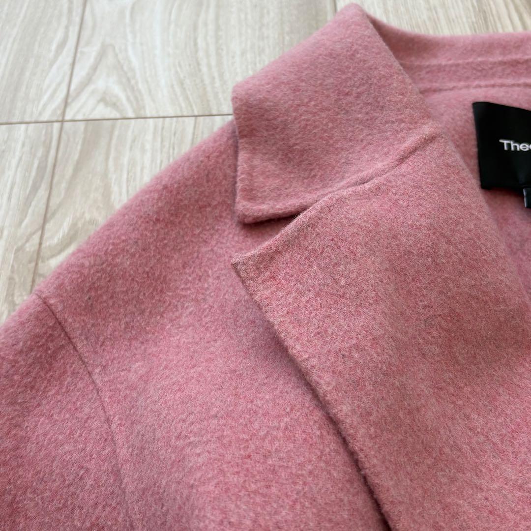 美品】Theory ベルテッドコート カシミヤ ピンク 1 ダブルフェイス