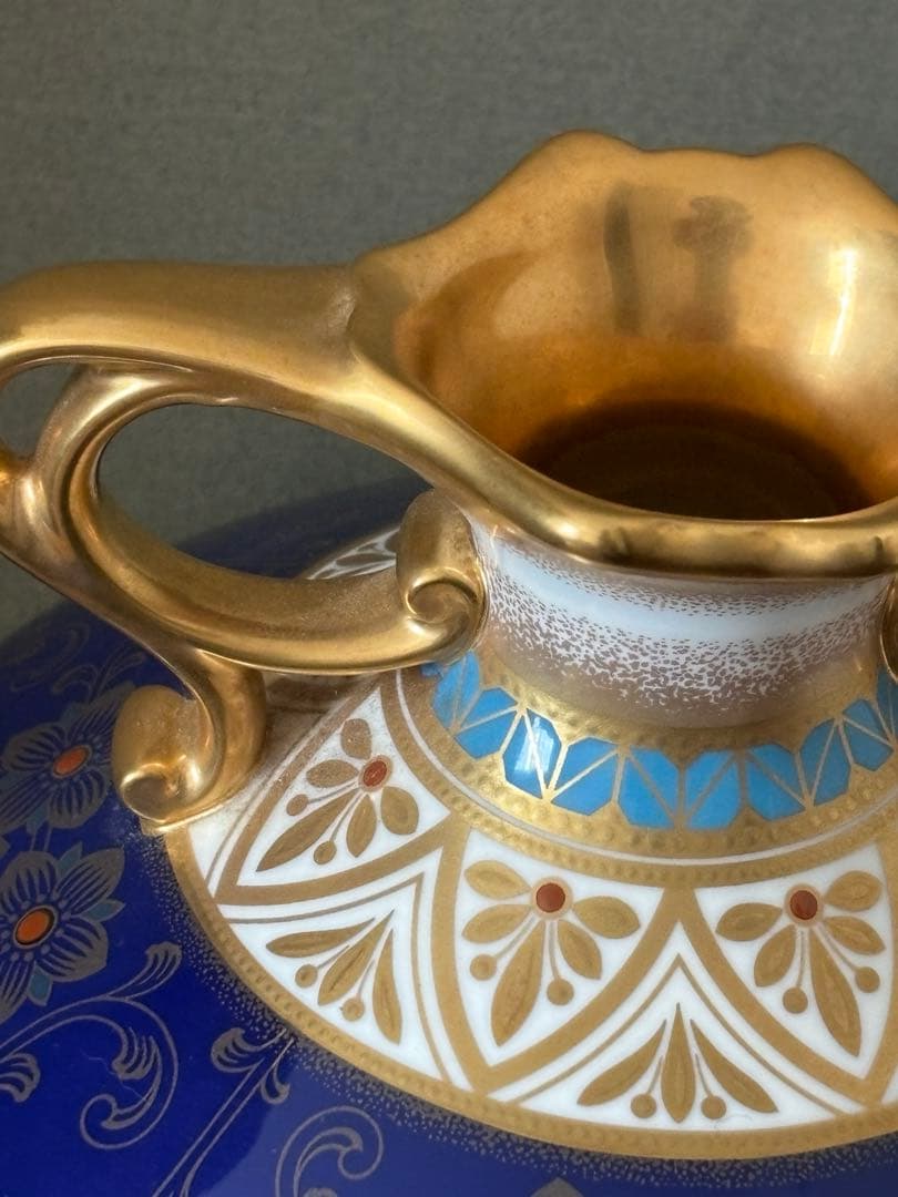 Noritake 美術品 花瓶 瑠璃金彩葡萄盛 52922 希少品 共箱付 美品