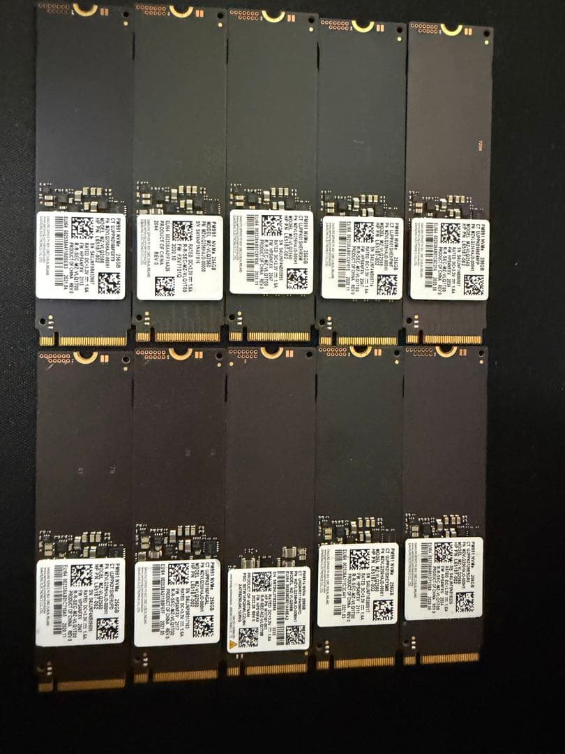 Samsung 256GB NVMe M.2 SSD 10枚 SAMSUNG（サムスン） 中古 M.2 SSD 256GB SAMSUNG MZ-NTY2560
