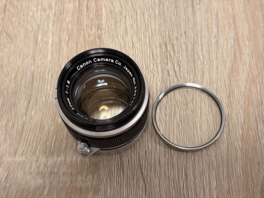 クリア Canon 50mm f1.8 L39 後期型 くもりなし フィルター付 Canon 50mm F1.8 L39マウント Canon Lens 銀鏡胴タイプ整備記録