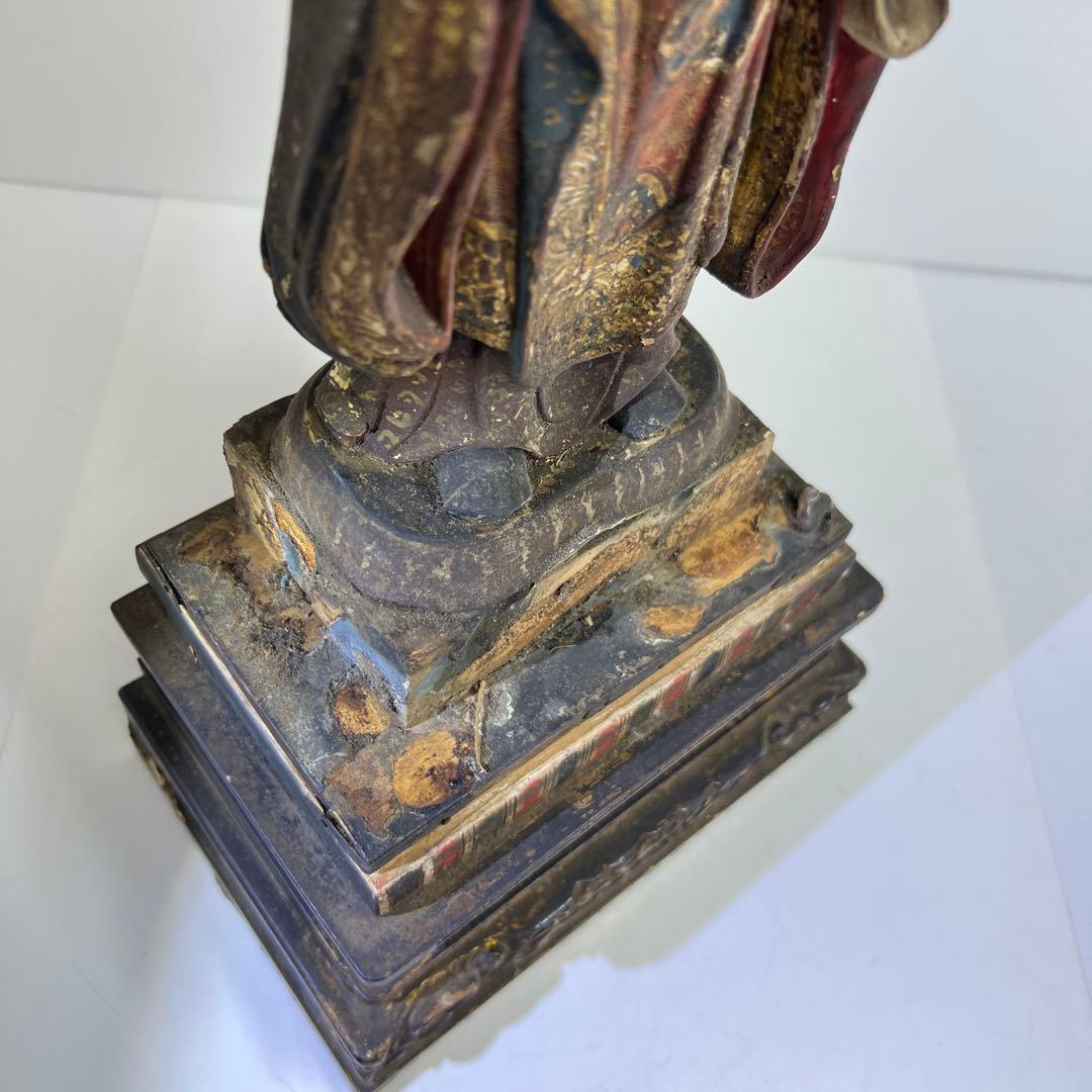 専用桃山~江戸初期木彫鬼子母神玉眼仏像高さ約49㎝ 東Y8-0203☆2F