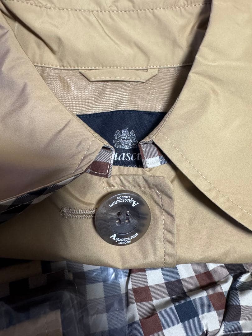 【JAL機内販売限定】完売品Aquascutum ベージュチェック レインコート JAL機内販売 限定 アクアスキュータム JALオリジナルレインコート