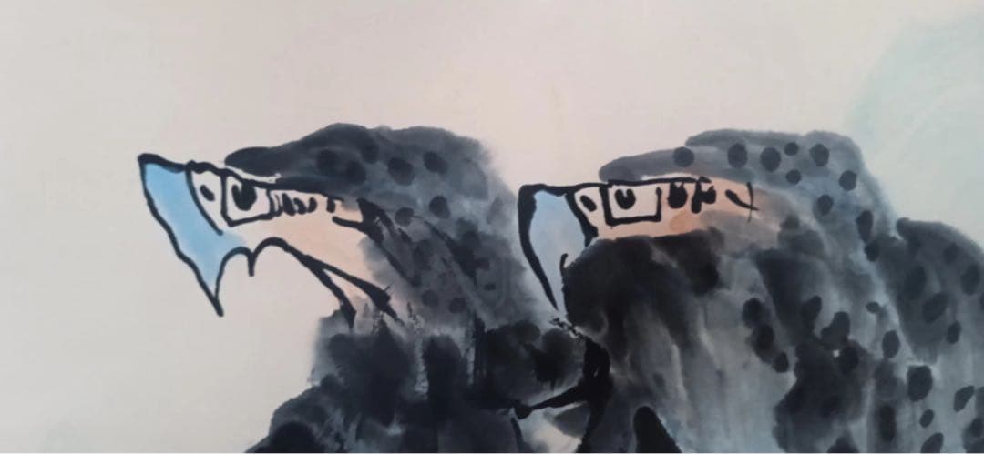 真筆模倣李苦禅の絵 二つタカ肉筆書いてる保証品 入手困難 - メルカリ