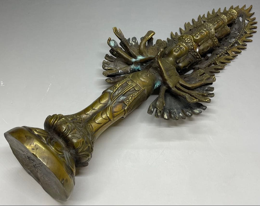 十一面千手千眼観世音菩薩 黄銅 病気平癒 延命長寿 開運 良縁 C2994