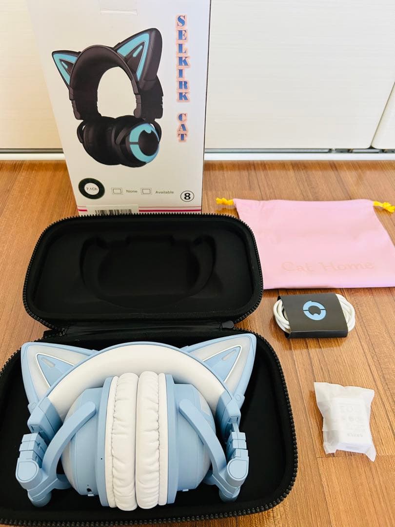 YOWU 猫耳ヘッドホン 水色 - メルカリ