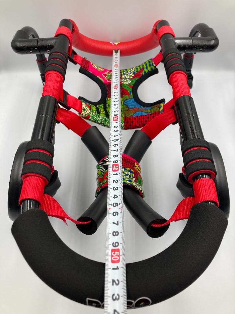 愛犬4輪歩行器【サイズ調整可】×【彩色レッド】介護・リハビリetc