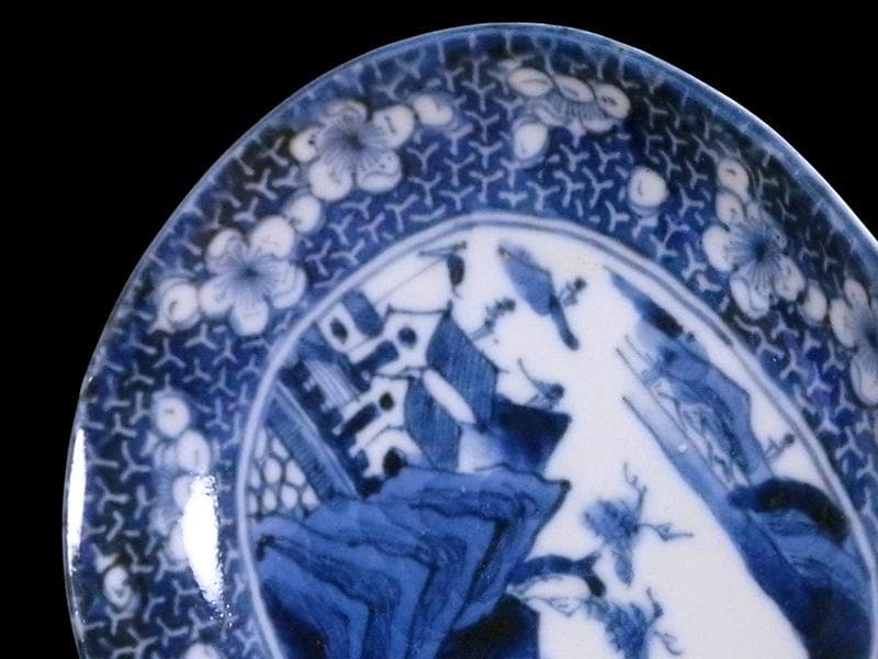 古伊万里 染付 墨弾き 梅に山村の図 手塩皿 A961AS-CWi - メルカリ