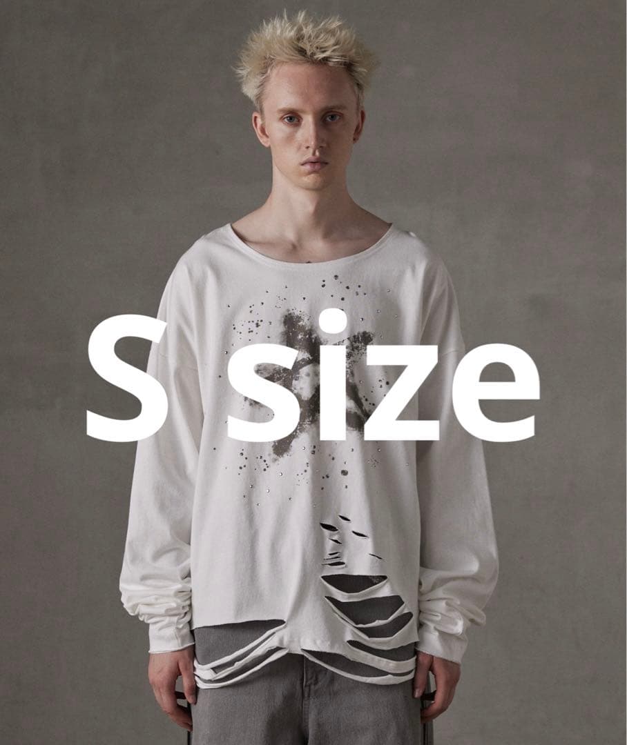 GRANCY ラインストーンデザインロンT ホワイト