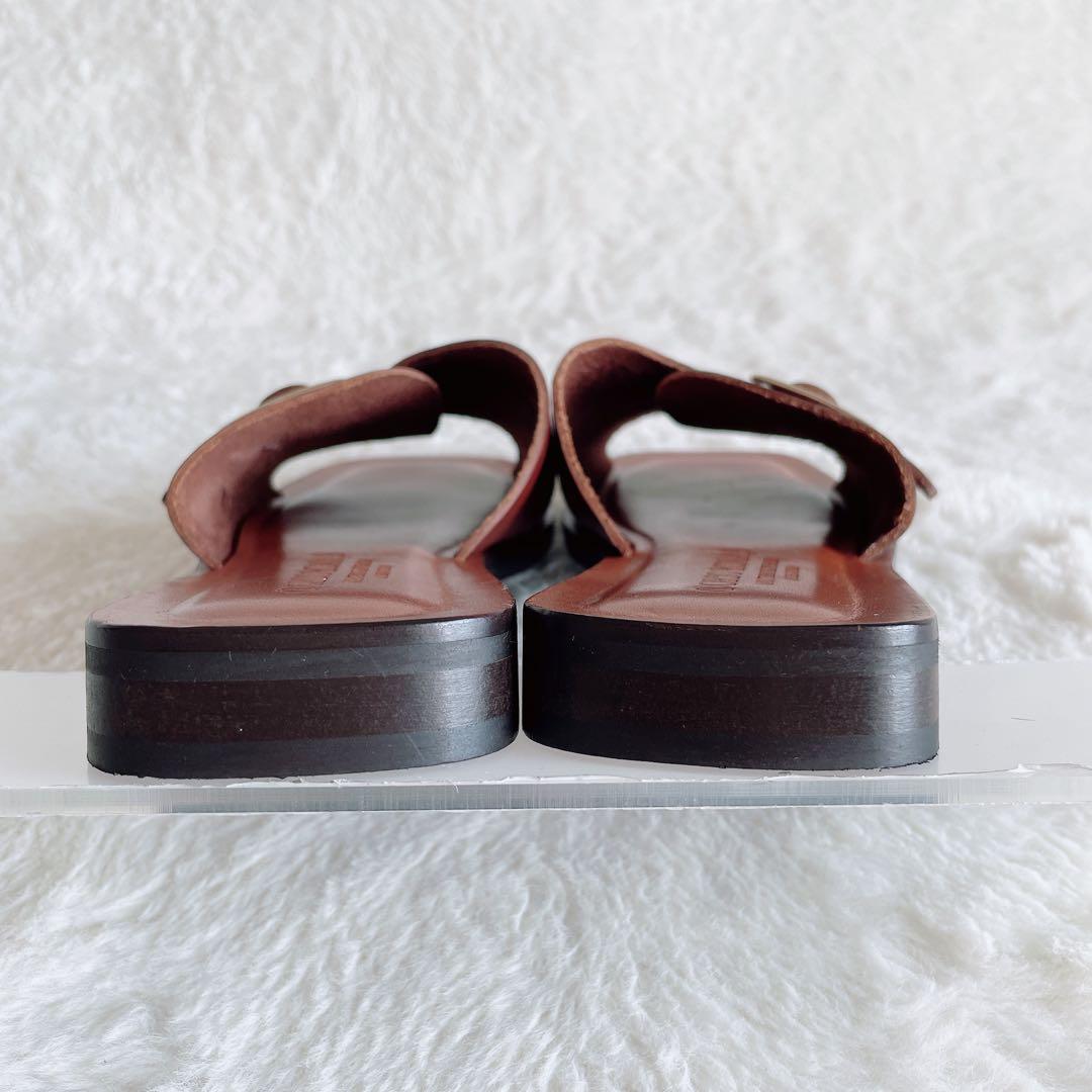 極美品 コルソローマ フラットサンダル ビッグバックル スクエアトゥ