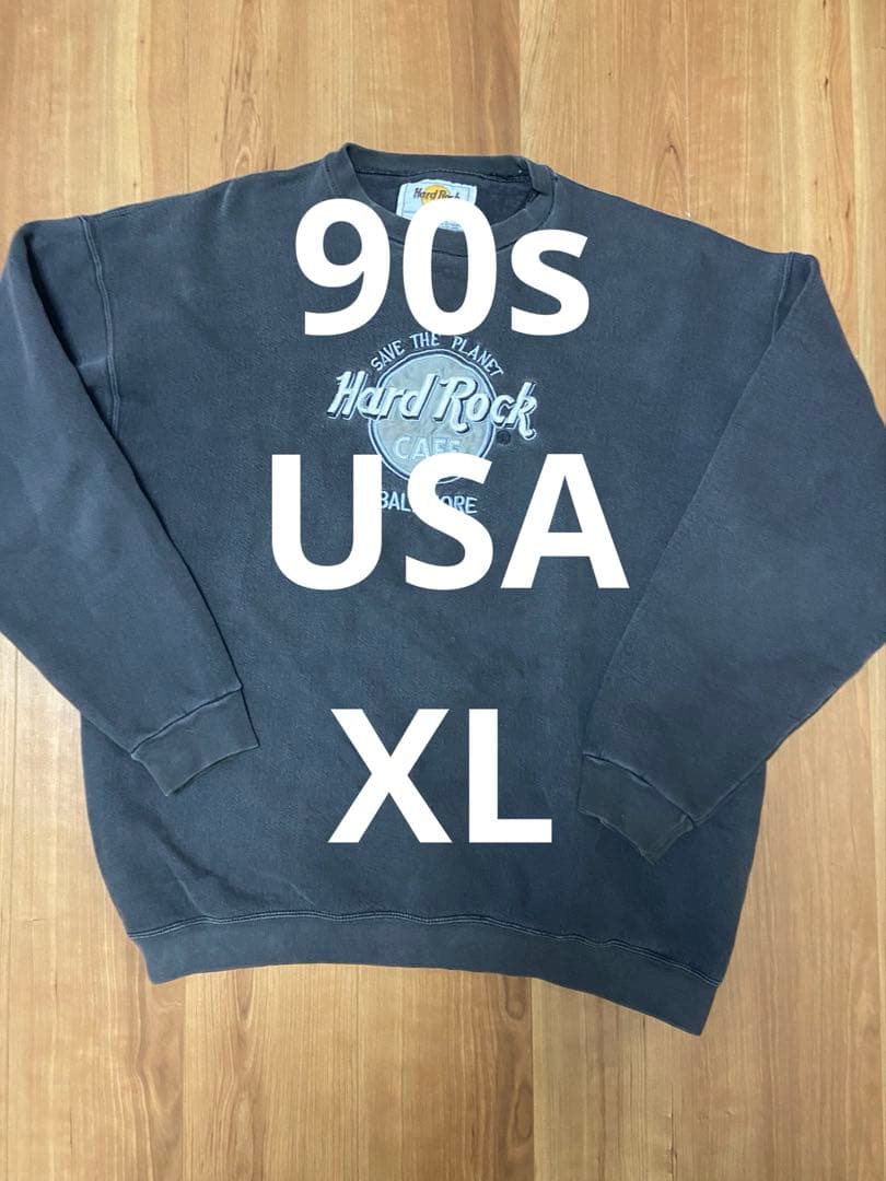 90s Hard Rock ハードロックカフェ スウェット ロゴ刺繍 XL - メルカリ