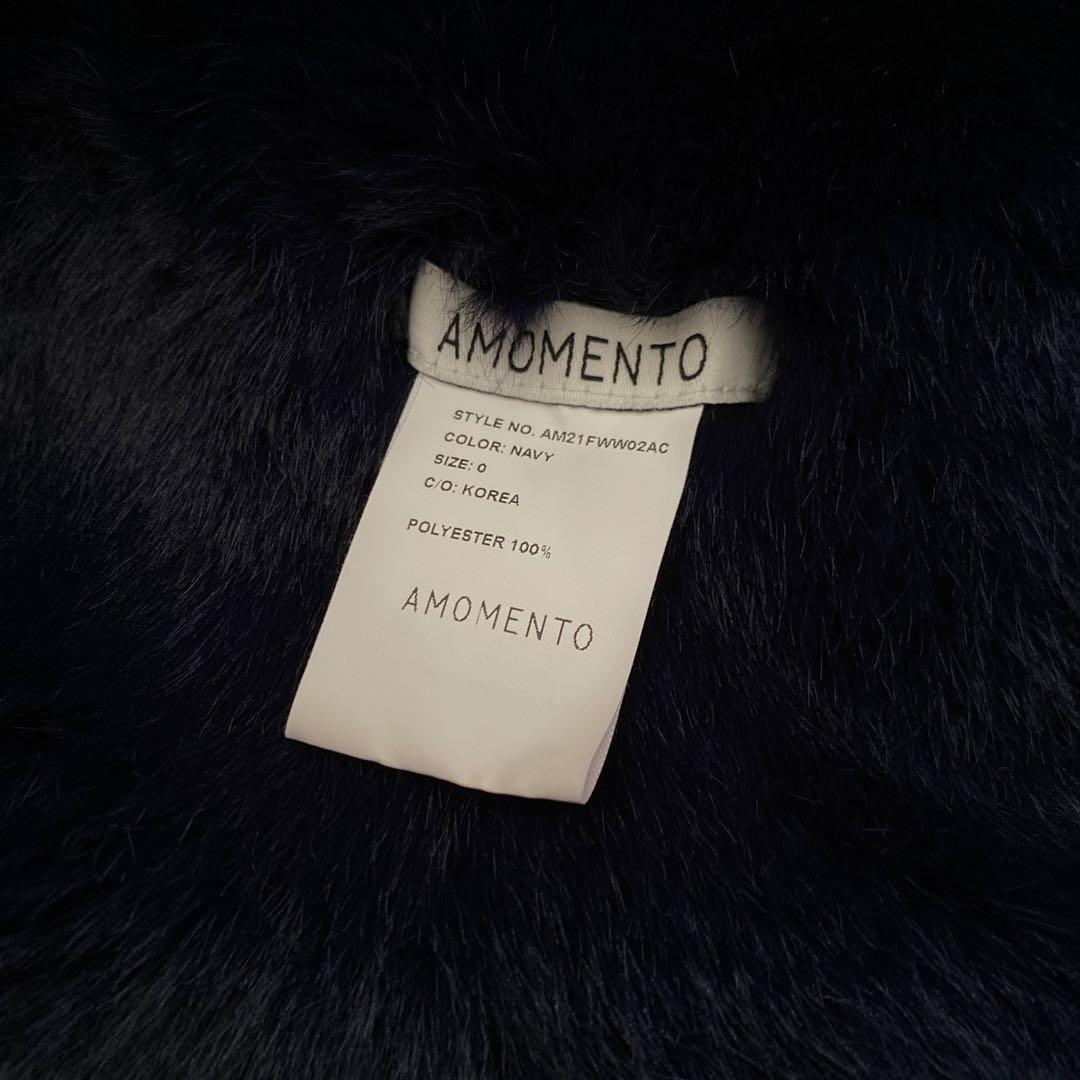 AMOMENTO フェイクファーバラクラバ ネイビー - メルカリ