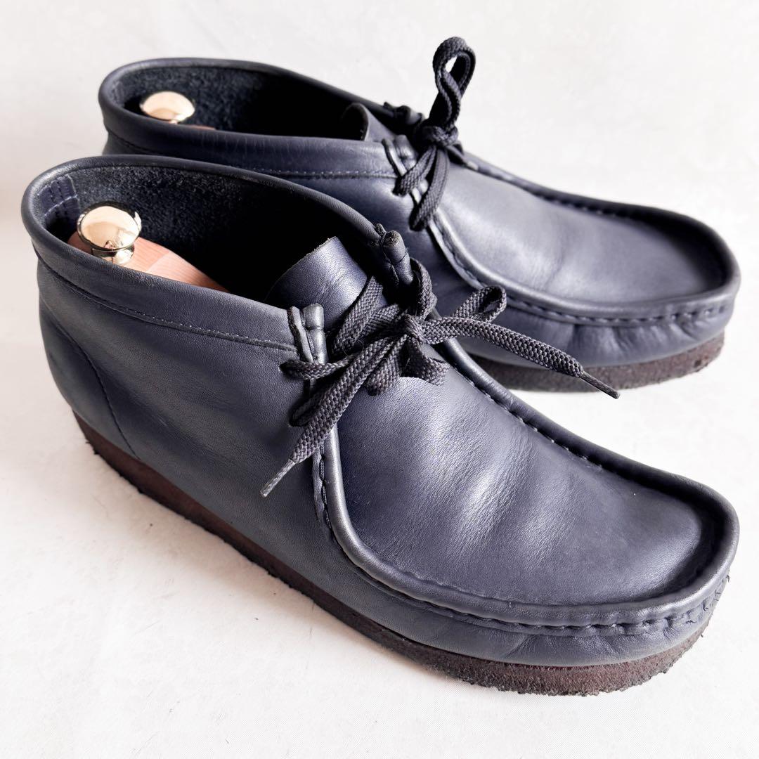 Clarks 】クラークス ワラビー レザーシューズ ネイビー 27cm - メルカリ