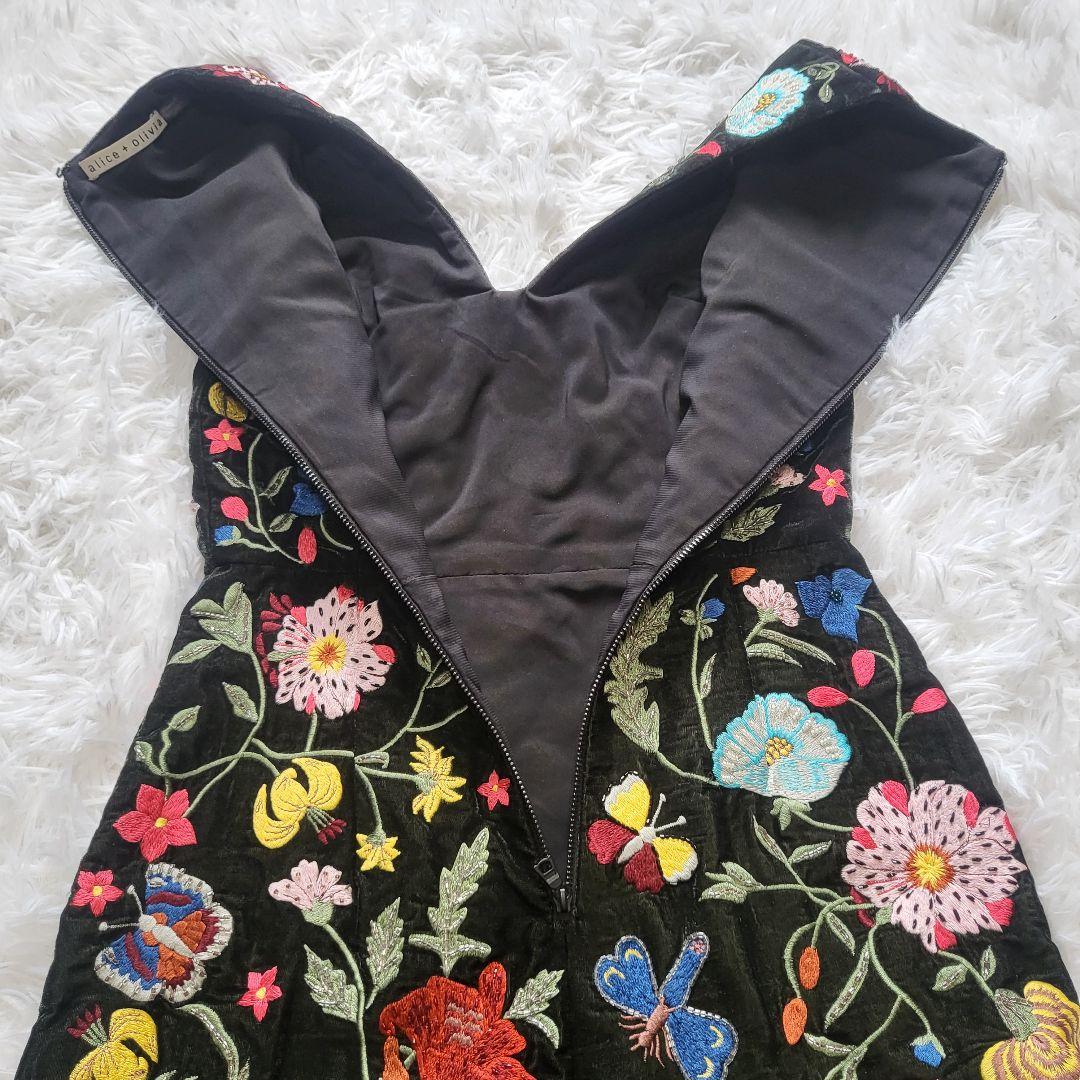 alice+olivia アリスオリビア 花柄刺繍ワンピース ミニドレス xs