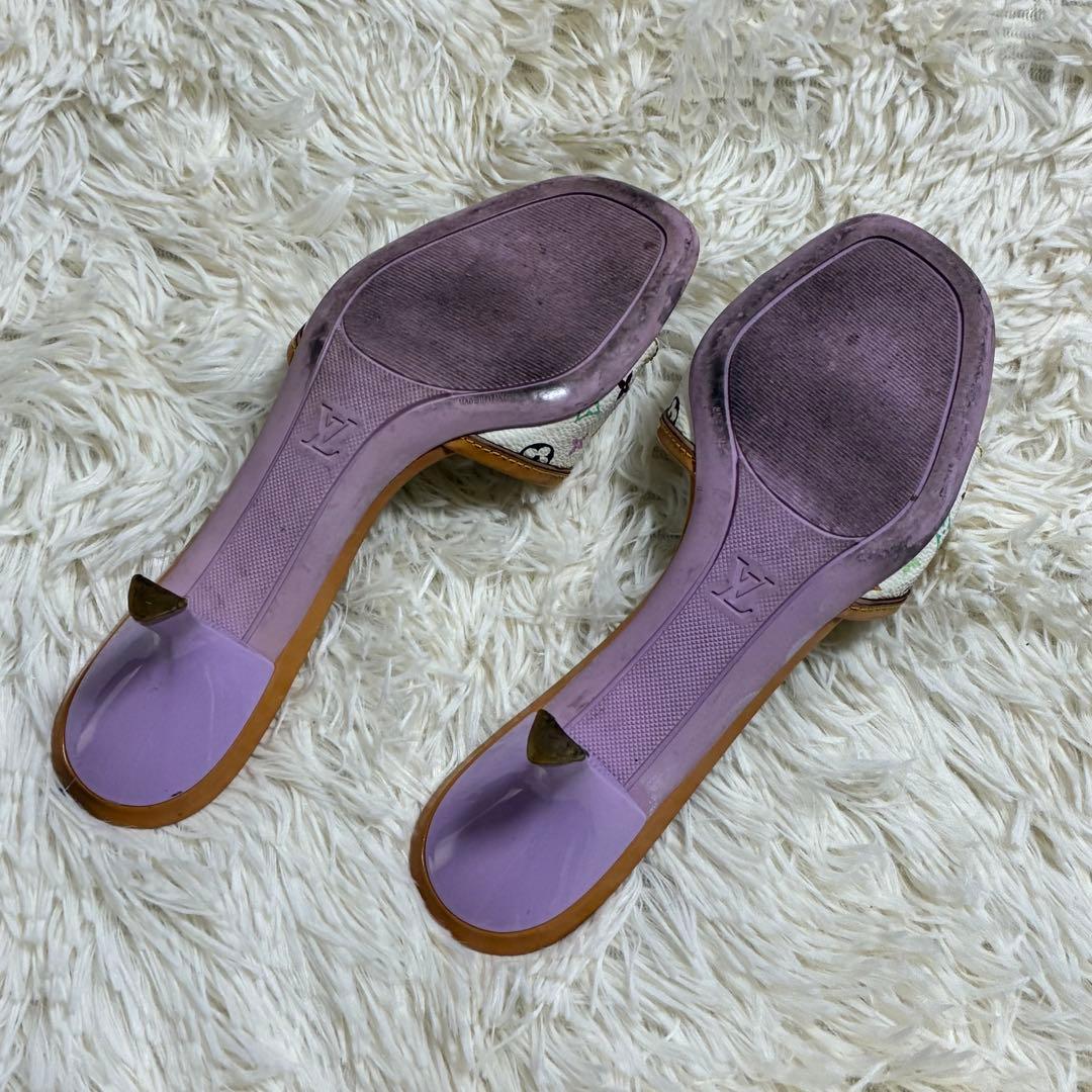 ルイヴィトン モノグラムマルチカラー ミュール ホワイト×ラベンダーの