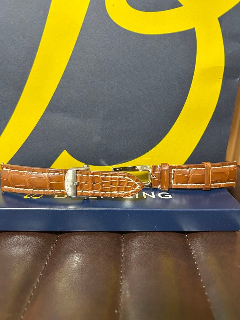 ブライトリング純正 ブラウンアリゲーターストラップ&Dバックル セット