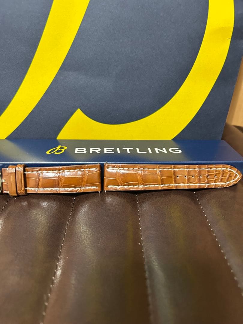 ブライトリング純正 ブラウンアリゲーターストラップ&Dバックル セット