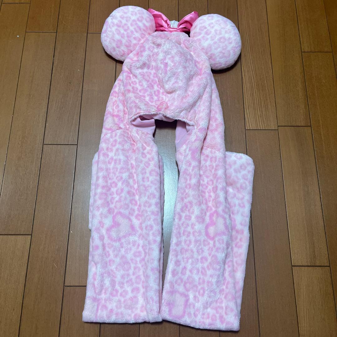 値下げ中‼️‼️】ディズニー ピンクヒョウ柄 マフラーファンキャップ