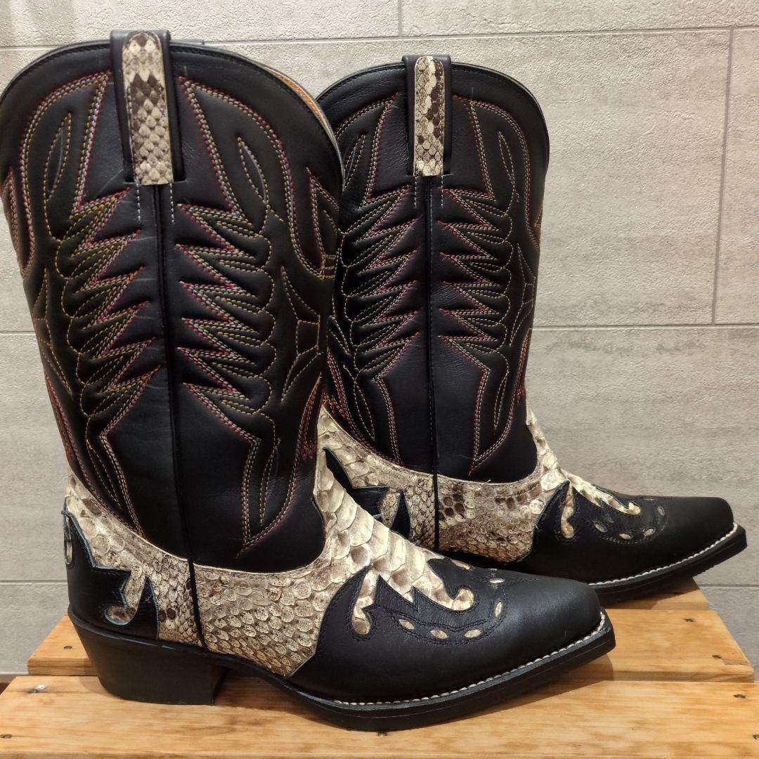 オーダーメイドパイソンレザーウエスタンブーツ 　 25.5cmEEE