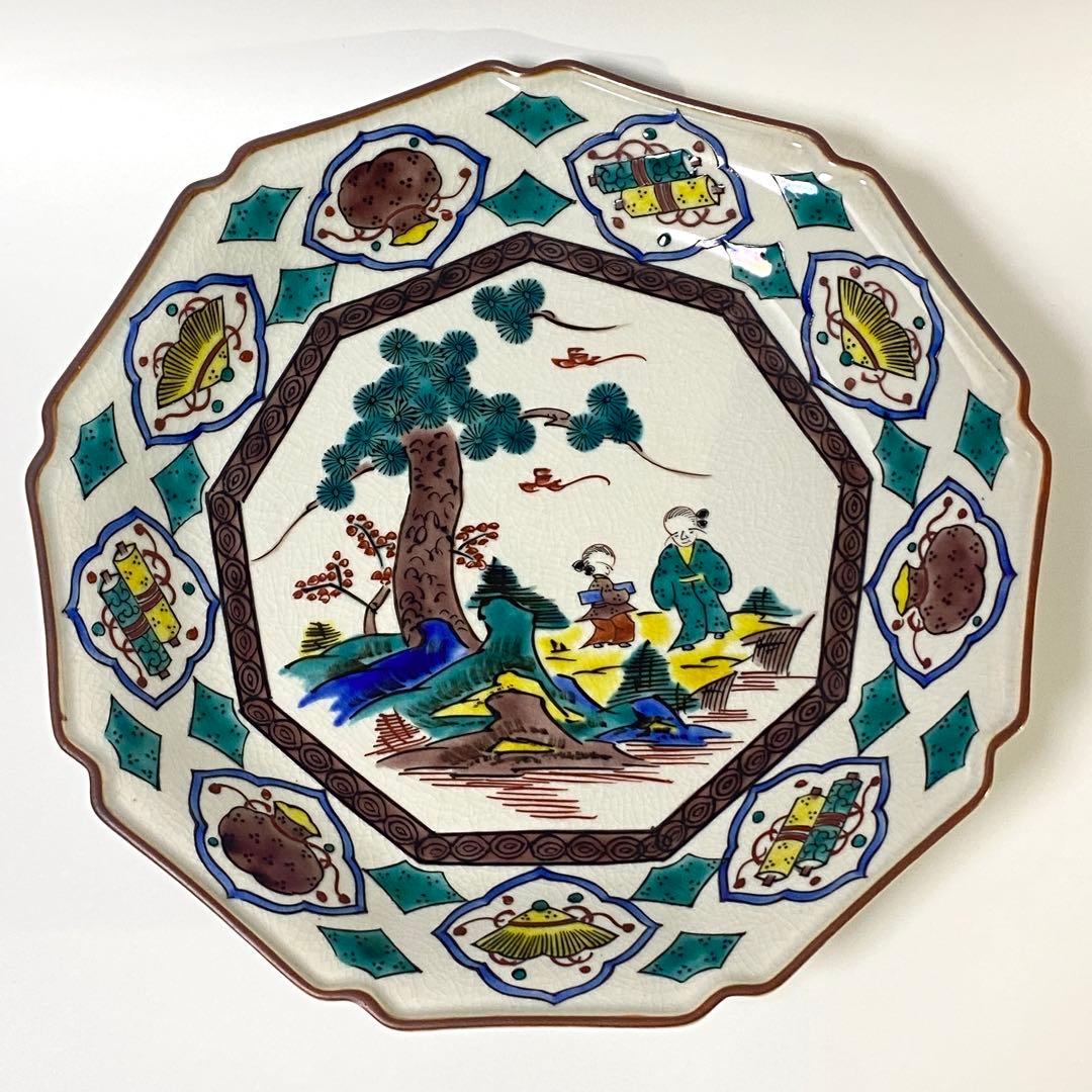 九谷焼 九角皿 大皿 飾り皿 角福 花鳥 盛皿 色絵 骨董 - メルカリ