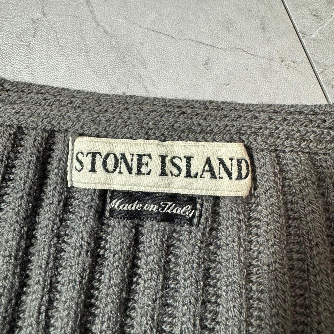 希少】ストーンアイランド 90s グリーンエッジ Vネックニット 厚手